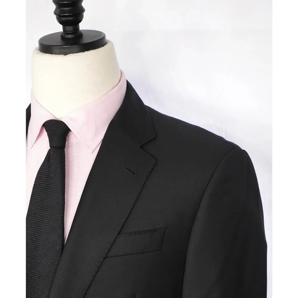 $1,495 EMPORIO ARMANI - Solid Black 130's Wool Blazer - 40R